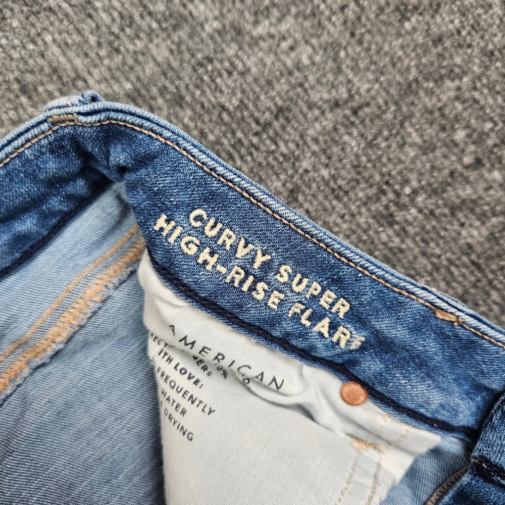 American Eagle Curvy Super High Rise Flare Jeans Women's 10 SHORT Stretch - Picture 2 of 11